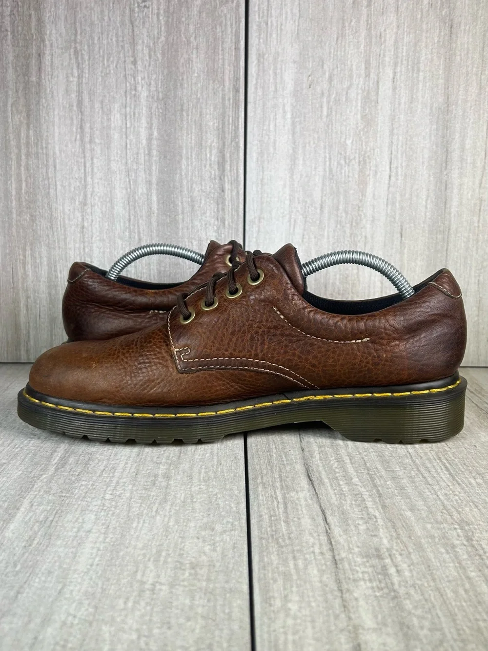 Y2K Dr. Martens Docs Boston Brown Pebbled Leather Derby Oxford Shoes Men Size 10